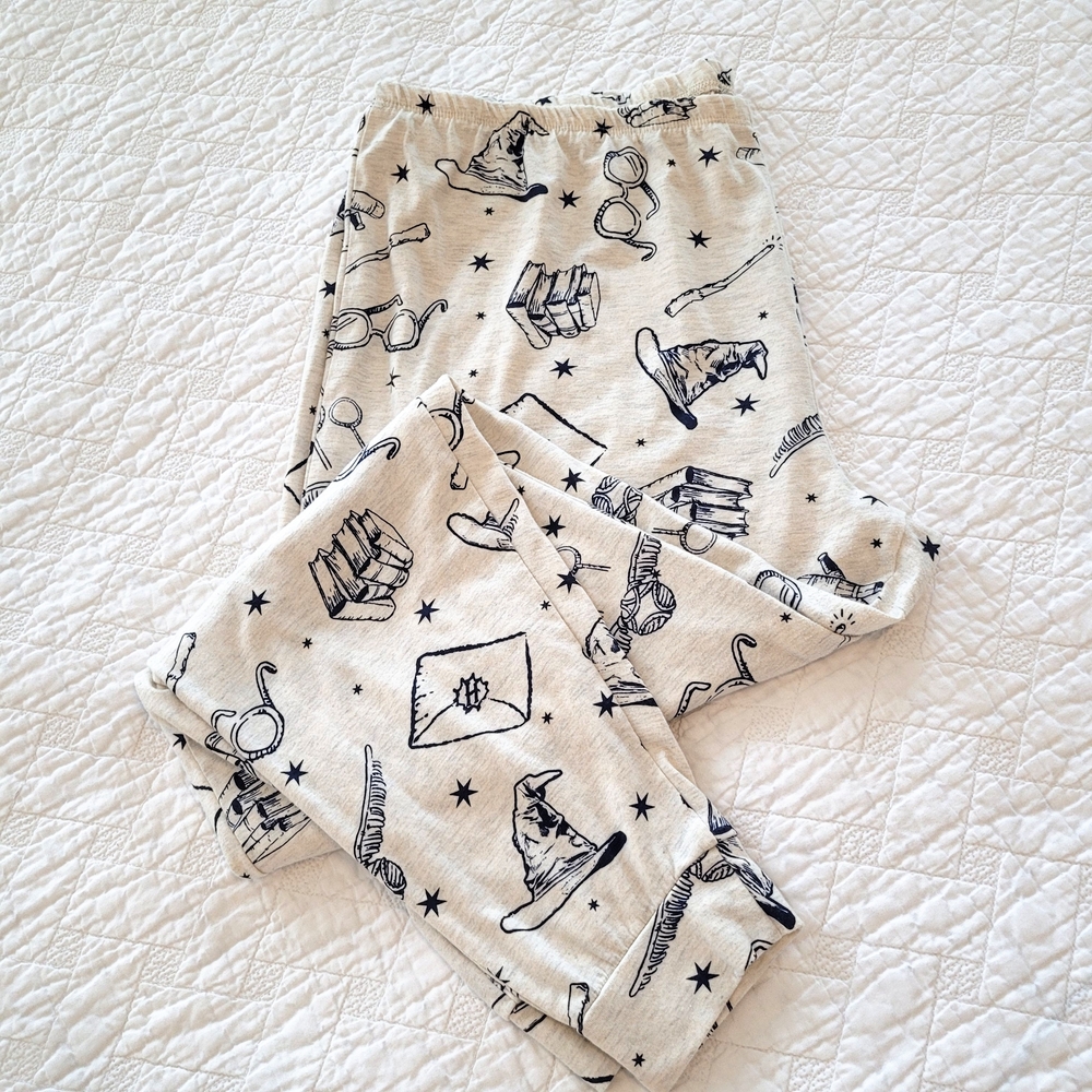 Harry Potter cream wizard hat wlastic waist summer cotton blend PJ Pants Size 18